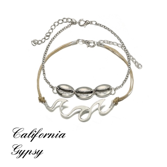 2 Pcs Beach Wave Conch Shell Boho Anklets - Picture 2 of 7